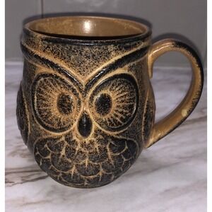 Holt Howard Brown Stoneware Textured Owl‎ Mug/Cup